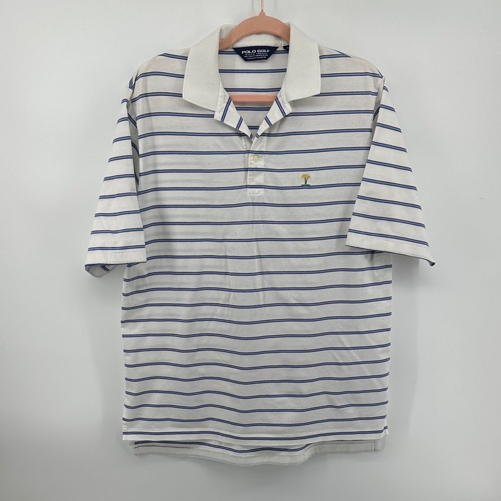 Polo by Ralph Lauren Golf Performance Preppy Athleisure Striped Polo Shirt SzM